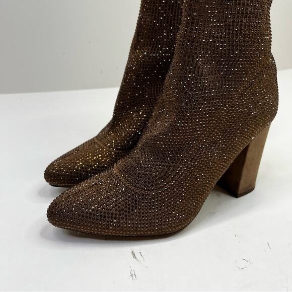 Wild Pair Baybe bling sock booties bronze - 6 - Picture 3 of 12